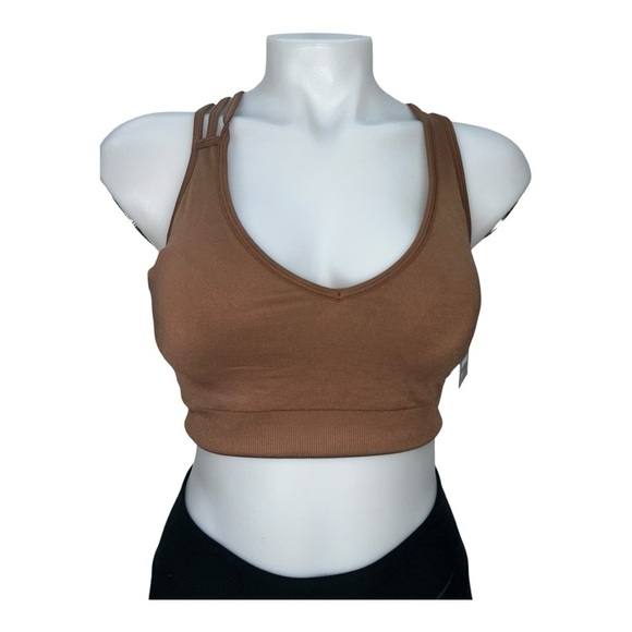 Bundle of two Girls Bra Floral size 36  one Solid Brown Crop Top Size L  New. - Picture 2 of 7